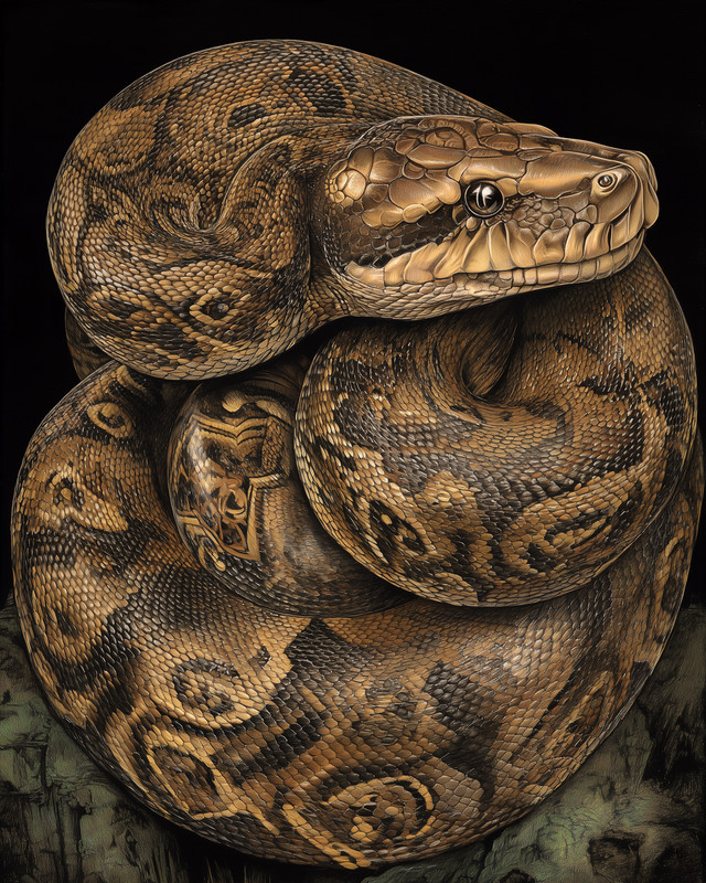 8×10 Python coiled close-up – dark neutral background – 297349954