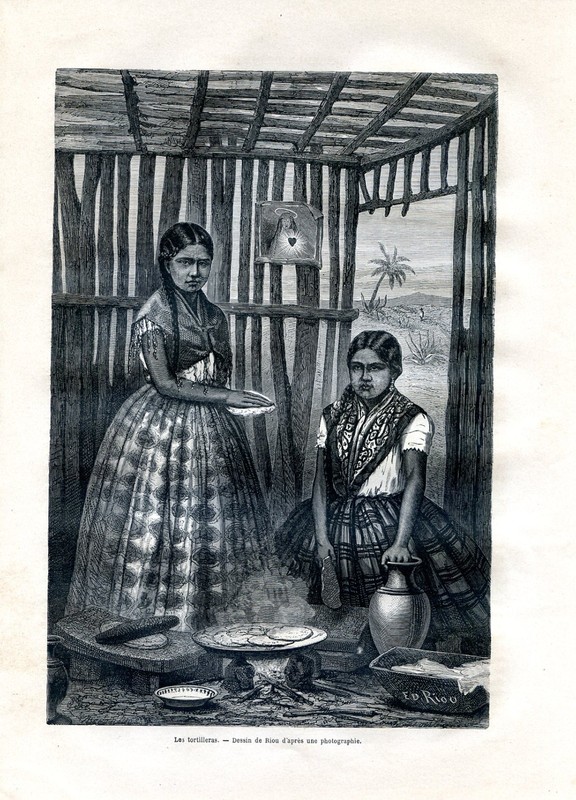 Mexico, The Tortilleras......Antique engraving 1862 gallery