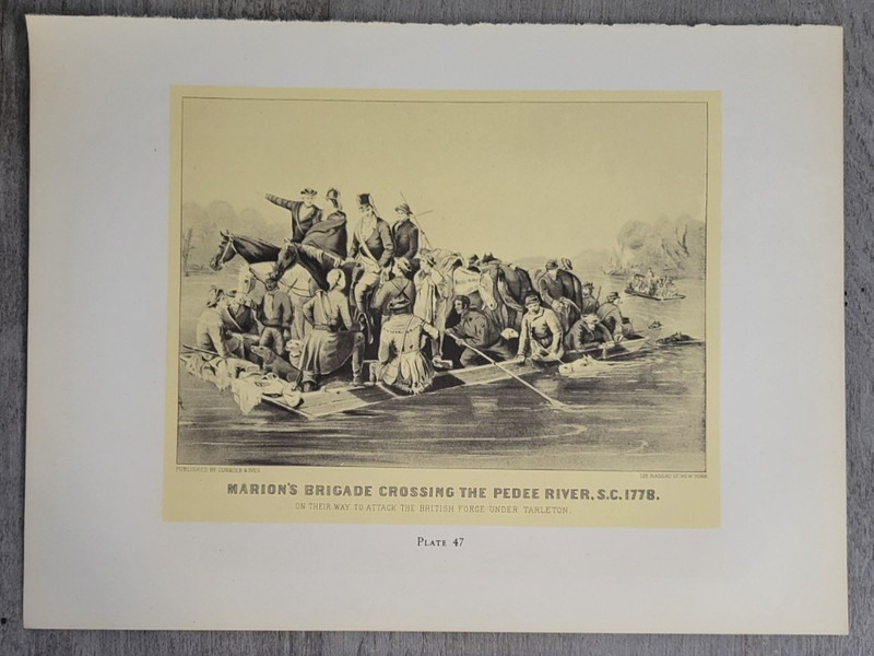 FRANCIS MARION BRIGADE CROSSING PEDEE RIVER SC IN 1778 Currier & Ives 12×9 Print