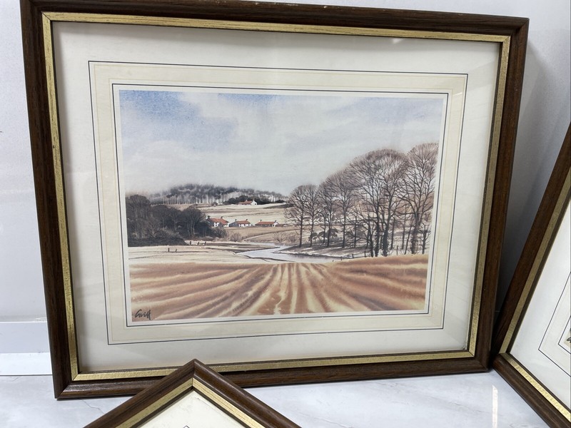 3 x Watercolour Landscape Prints George Griff Griffiths Framed 10.5” x 9” gallery