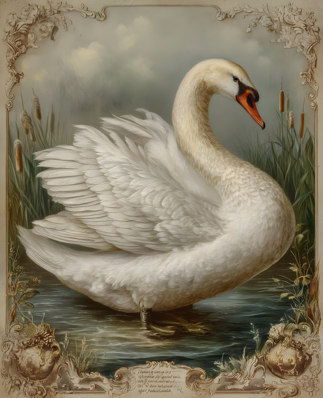 8×10 Swan Cattail Pond Art Print – 750747810