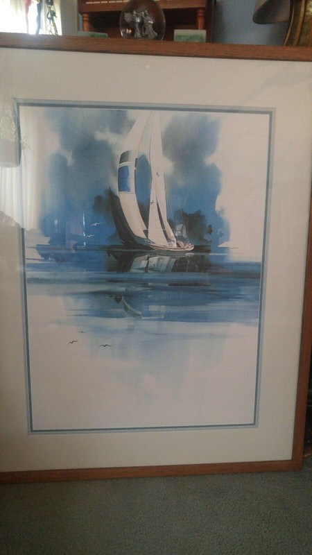 Michael Atkinson ‘Sailing Silhouette» S/N Artist Proof #18 20″ x 27″ Wood Frame