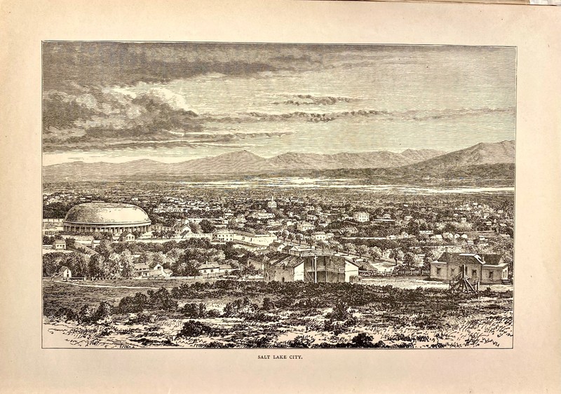 Original S Manning 1876 print – SALT LAKE CITY 8 7/8 by 5 3/4 inches. Very Fine