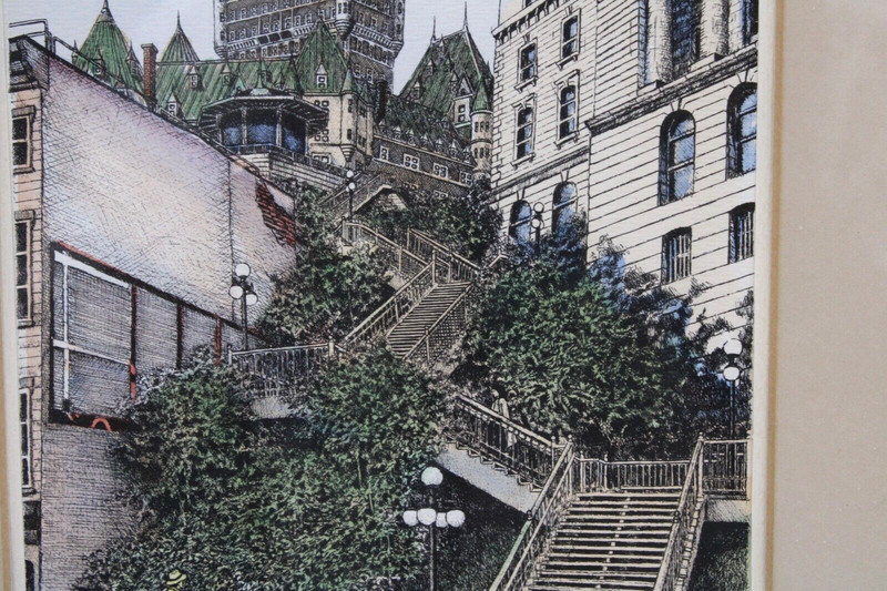 Le Chateau Frontenac Quebec Hand-Colored Etching Signed Alain Couture gallery