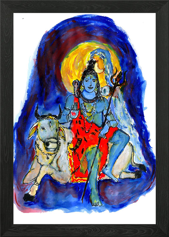 lord shiva painting art Framed Wall Art Poster Canvas Print Picture