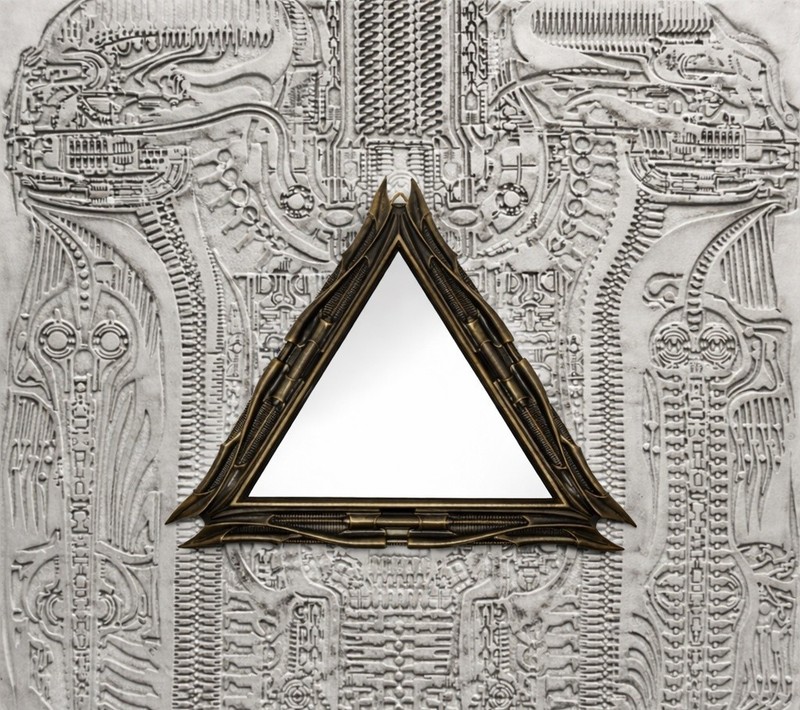 Inspired by H.R. Giger- Mirror Triangular 1983 H 11.02″ (28 cm) W 12.99″ (33 cm)
