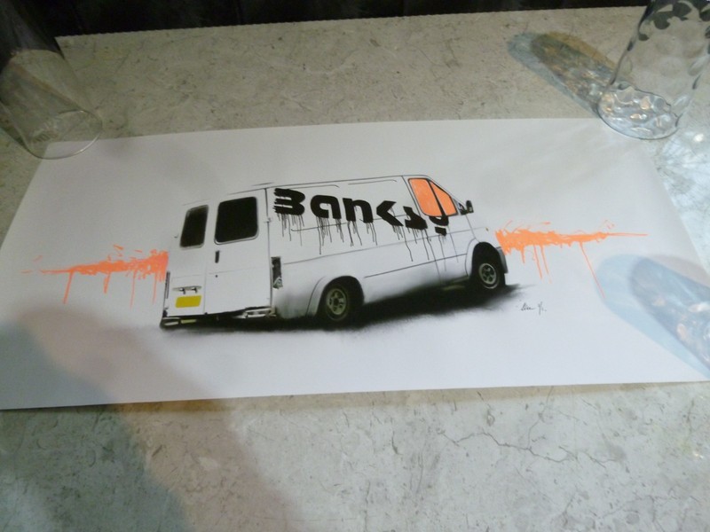 CHRIS BOYLE LTD 1/1 BANKSY VAN CRASH BANKSY STREET ART SIGNED PRINT 61X19.5CM VG