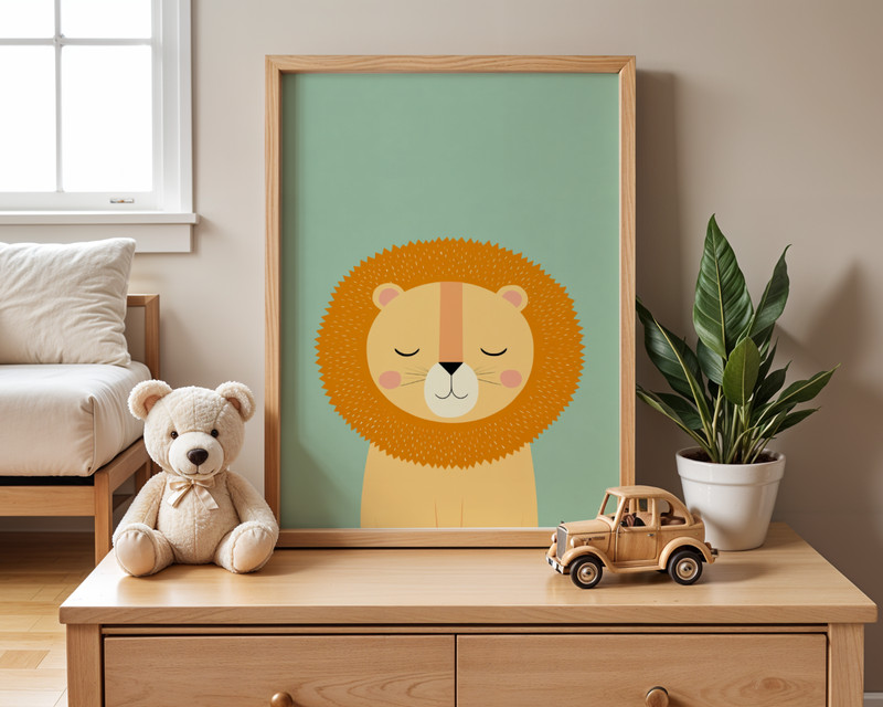 Cute Lion Nursery Wall Art Kids Animal Print Baby Room Decor Gift gallery