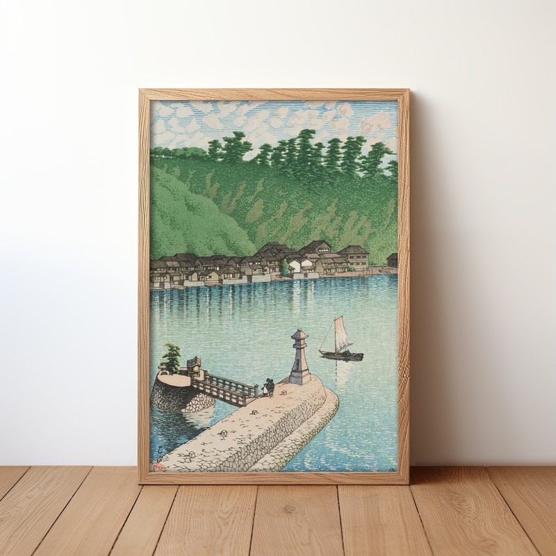 Kawase Hasui Canvas Art Print – Mihogaseki Beach in Izumo Province