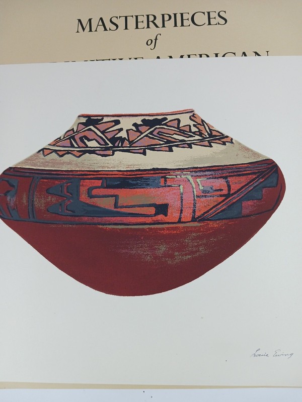 Louie Ewing Serigraph Print 18th Century Pueblo Olla Hand Printed Signed LE gallery