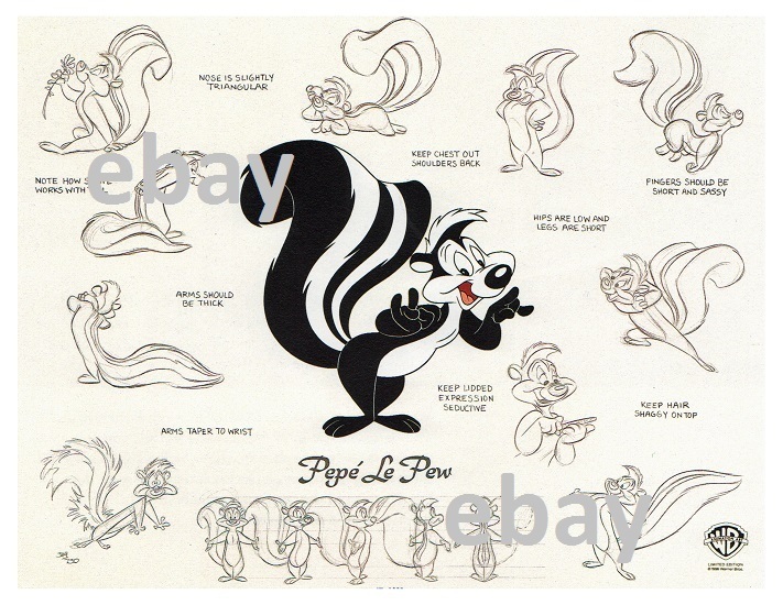 Looney Tunes MODEL SHEET PRINTS featuring PEPE LE PEW MARVIN TAZ MICHIGAN J