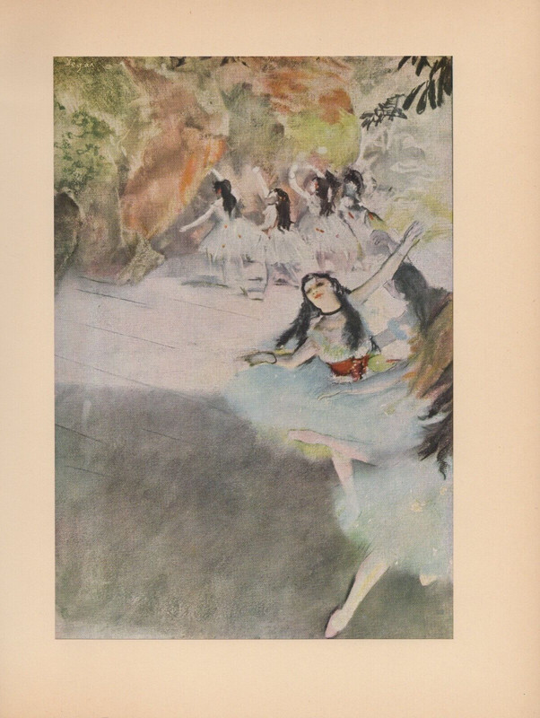1951 Vintage DEGAS «ON THE STAGE» BALLET DANCERS COLOR Art Print Lithograph