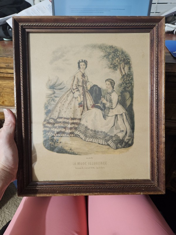 LEROY IMP PARIS LA MODE ILLUSTREE VINTAGE FRAMED REPRODUCTION PRINT 11" X 13"