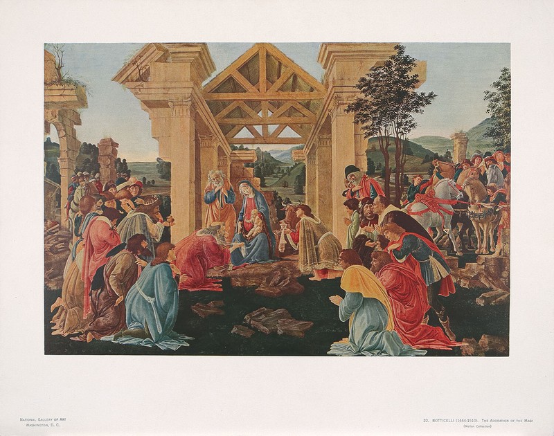 BOTTICELLI XRare Vintage c1946 Halftone Litho-print THE ADORATION OF THE MAGI