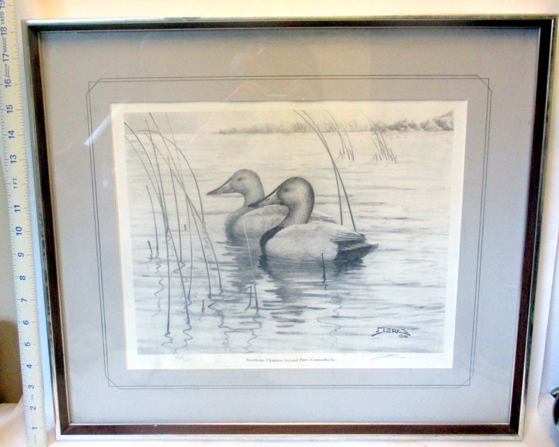 DERK HANSEN ART PRINT Canvasbacks DUCKS Framed Signed Limited Edition
