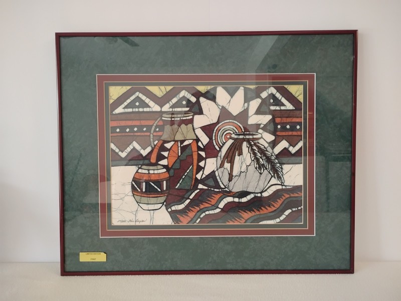 Limited Edition Native American Batik Framed Print By KAE TAYLOR 27/250 Signed.