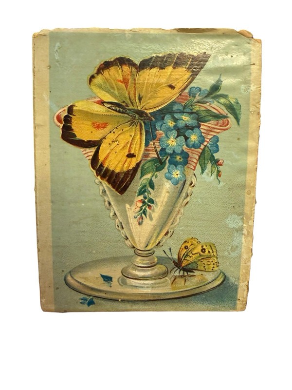 4 Antique Victorian Butterfly Chromolithograph Wood Panels c1880s Graphics gallery