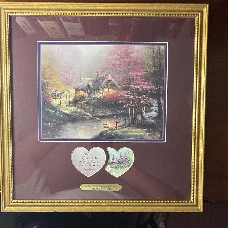 Thomas Kinkade Stepping Stone Cottage Framed Matted Print Landscape w/ COA