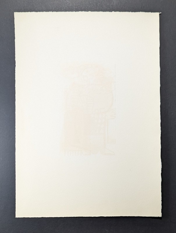 Herbert Felix Plahl, abstract figure (blue), woodcut, autographed gallery