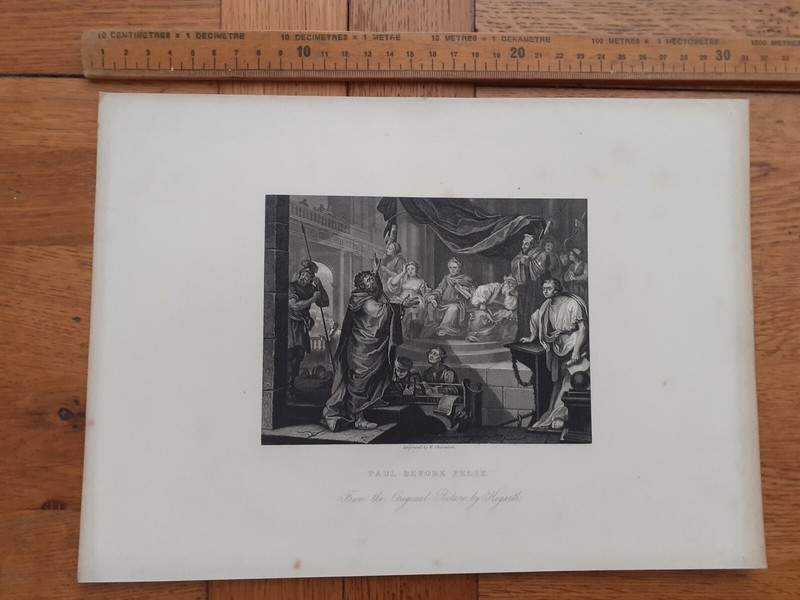Hogarth print engraving Paul Before Felix