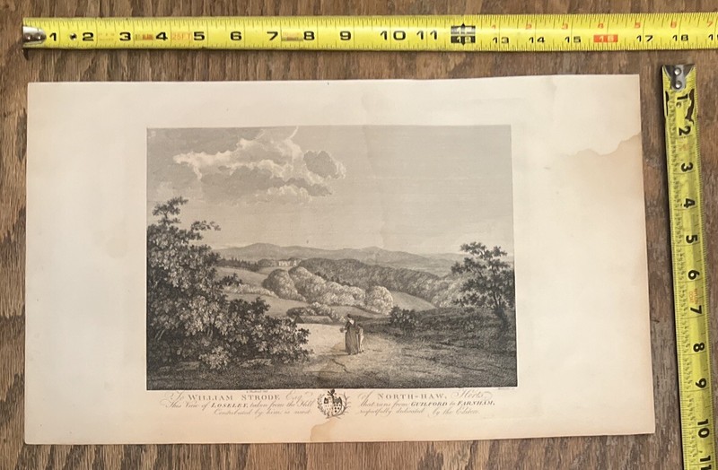 c1818 Large Engraving Surrey View THIS VIEW LOSELEY PARK William Strode / Malcom