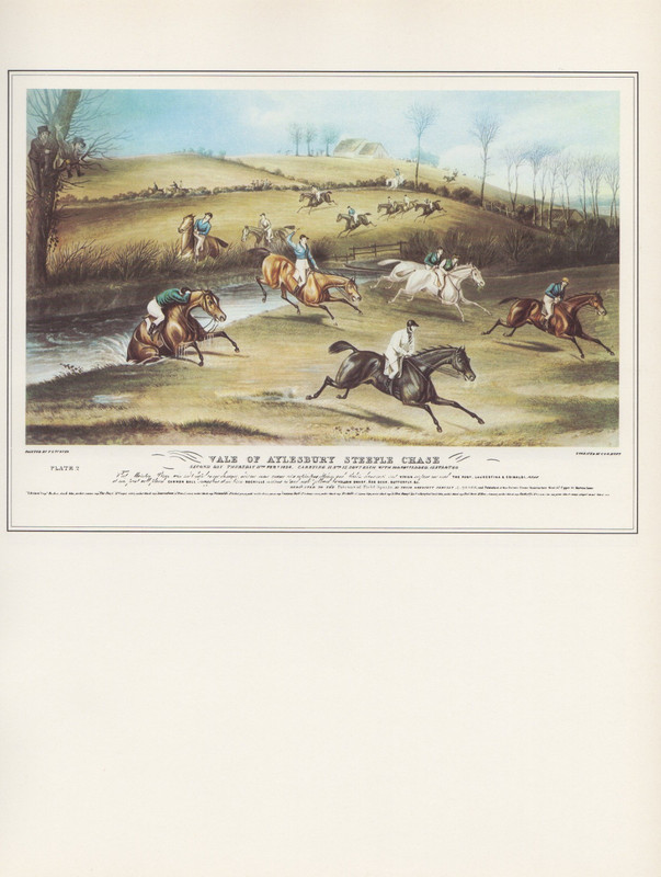 1974 Vintage HORSE RACE «VALE OF AYLESBURY STEEPLE CHASE» COLOR Art Lithograph