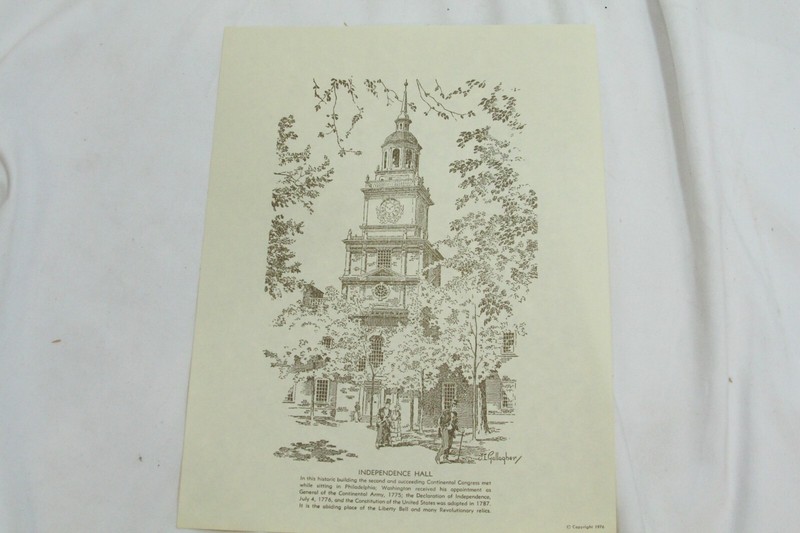 7 Historic Philadelphia Drawings J L Gallapher 9" x 12" Church Independence Hall gallery