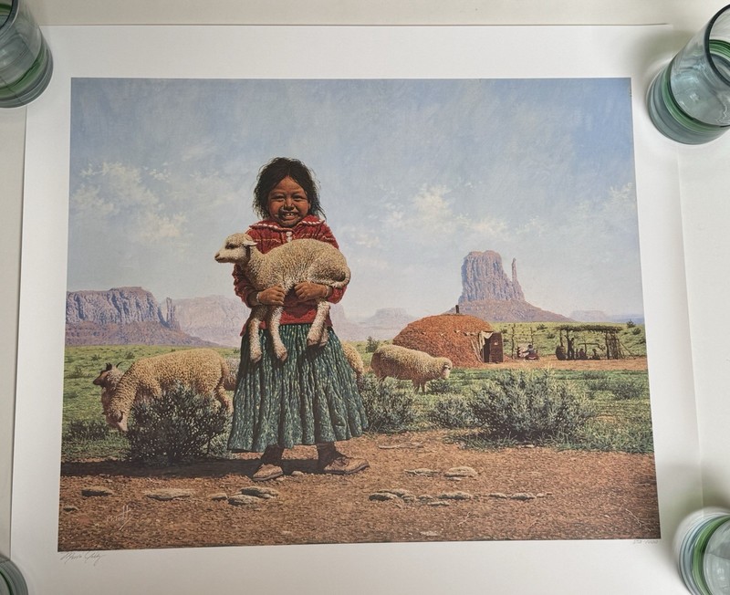 Marvin Toddy Signed Numbered Print First Pet Navajo Diné Indigenous Artist