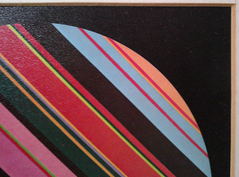 KIT SCHWARTZ (AMERICAN, 20TH C) VINT OP-ART, GEO-ABSTRACT COLOR LITHOGRAPH PRINT gallery