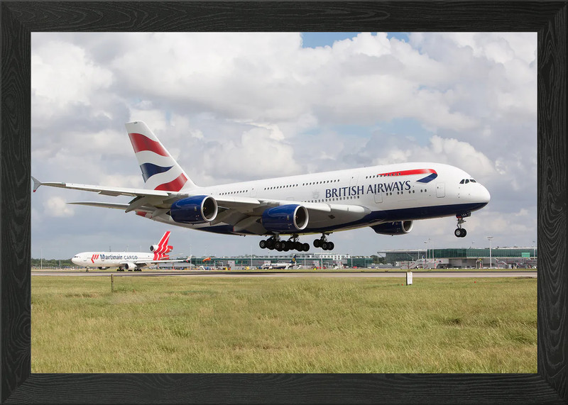 AIRBUS A380 airliner plane Framed Wall Art Poster Canvas Print Picture