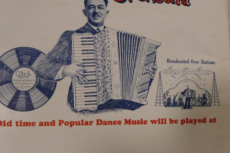ANTIQUE MUSIC POSTER DANCE EDDIE WILFARHTS NOVELTY ORCHESTRA WINTHROP MINNESOTA gallery