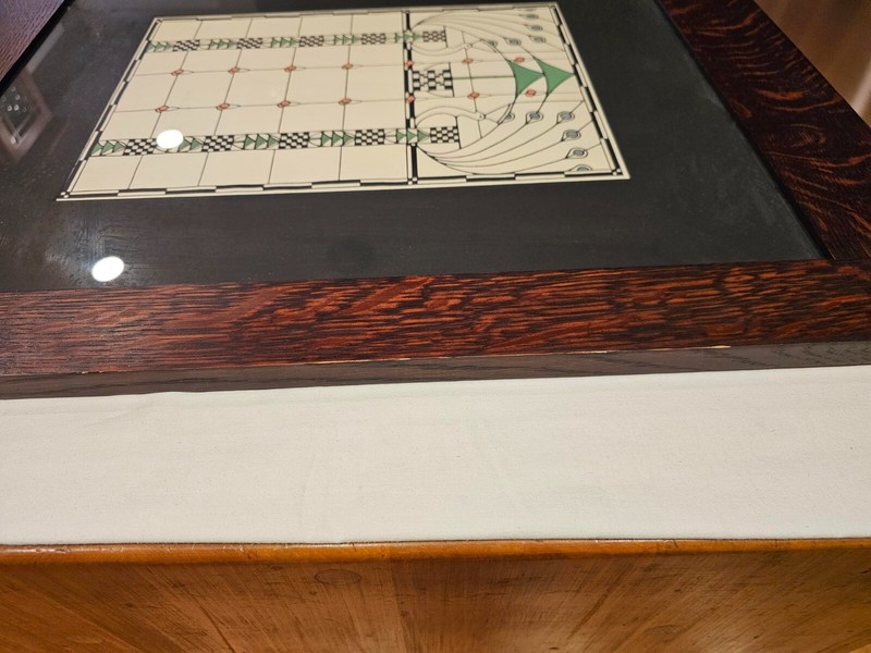 Double Peacock Window Dard Hunter Oak Park Mortise & Tenon Frame Arts & Crafts gallery