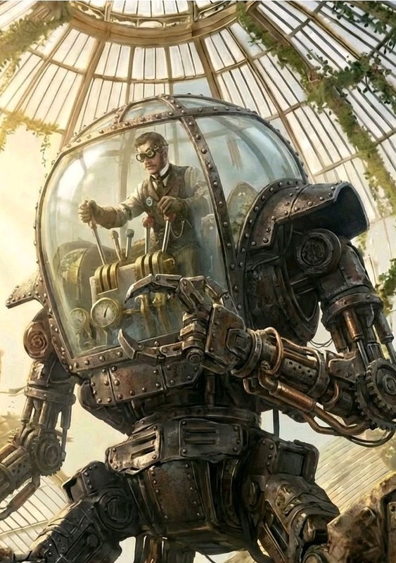 steampunk machine cockpit of a walking machine 10×8 print