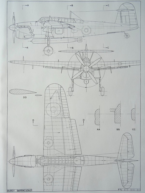 WW2 BRITISH Aircraft FAIREY BARRACUDA I & II Scale Design Plan c1944