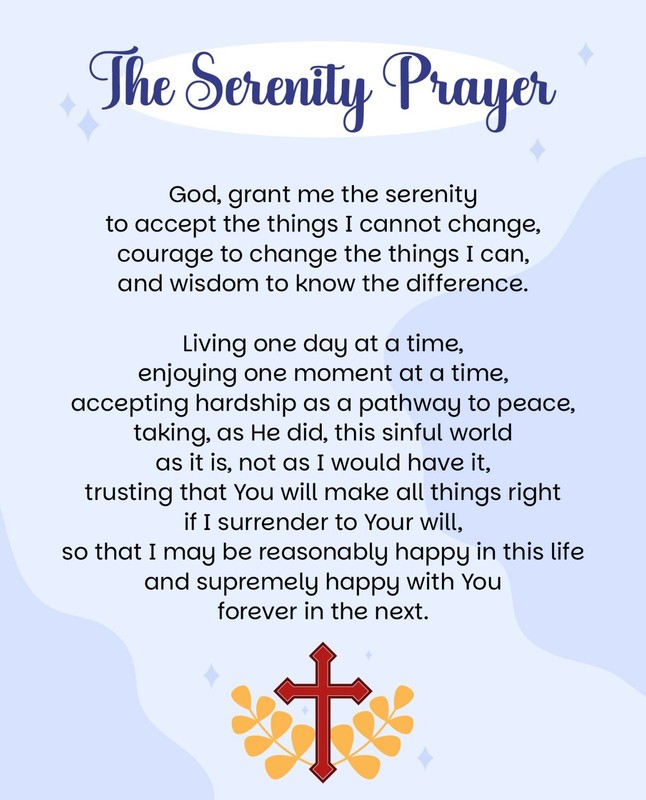 THE COMPLETE SERENITY PRAYER - PRINT Printed ON 8-1/2 x 11 INCH PREMIUM STOCK
