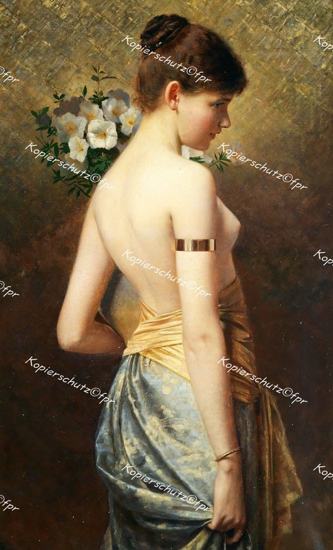 Max Nunbruch Flora Youth Nude Erotic Silk Gold Jewelry Bangle Art Nouveau