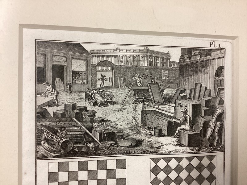 18th Century Engraving Marble Cutting, Designs Architect Robert Benard gallery