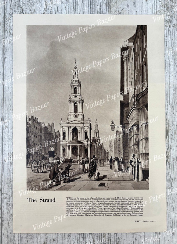The Strand 1840 St Mary Church London Thomas Shotter Boys 1958 vintage art print