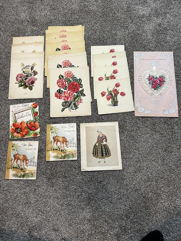 Vintage 40s 50s 60s Paper Lithograph Prints And Cards Floral