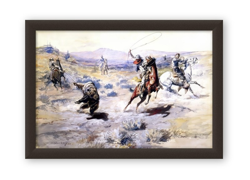 Roping a Grizzly by Charles M Russell Western Giclee Art Print + Free Shipping gallery