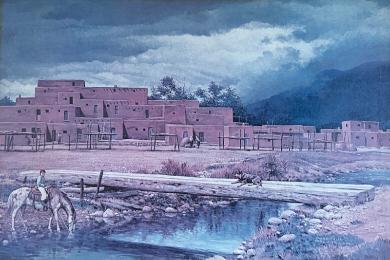 VINTAGE JAMES FIELDS TAOS PUEBLO NEW MEXICO 20″ X 30″