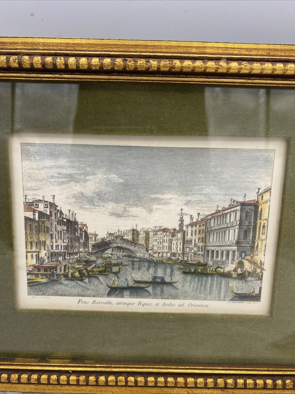 Vintage Venice Lithograph Etching Framed And Matted Print by Antonio Visentini gallery