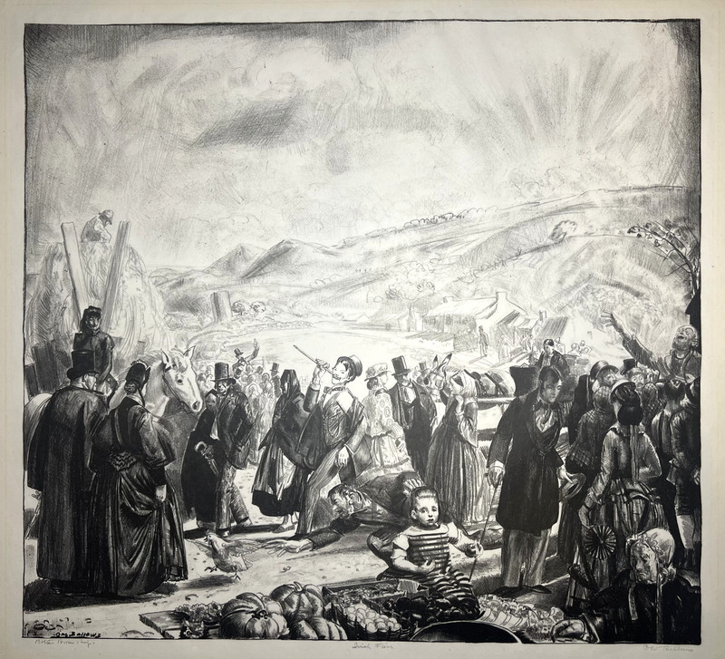 George Bellows-The Irish Fair- 1920s Large Pencil Signed Lithograph