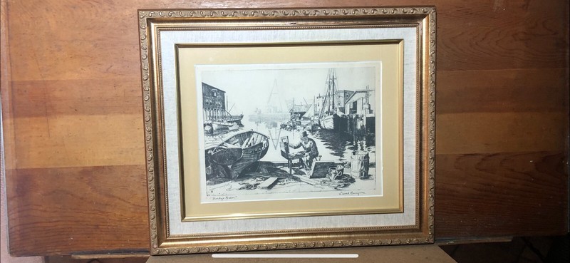 «Lionel Barrymore Purdys Basin» «Etching Signed Frame» 15″x18″ Art 8″x11″