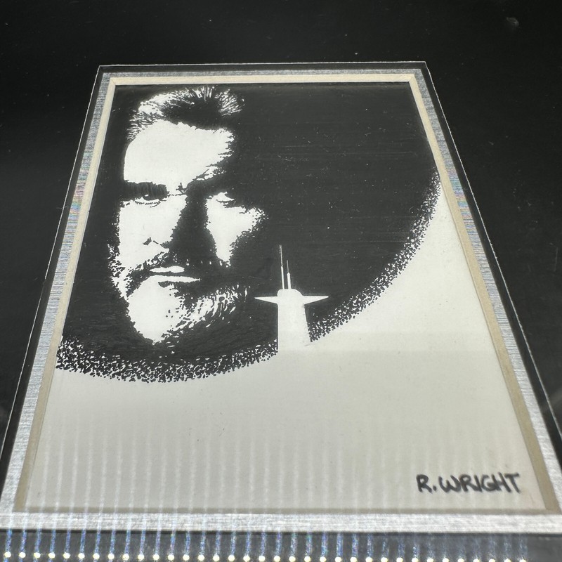 Black & White Lino Print Pop Art Sean Connery Silver Metal Frame Signed gallery