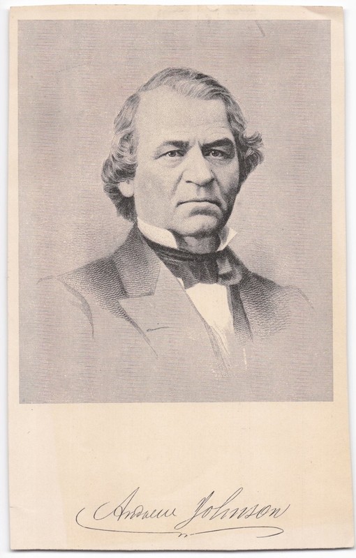 Vintage Andrew Johnson Portrait Engraving Print Loose Sheet