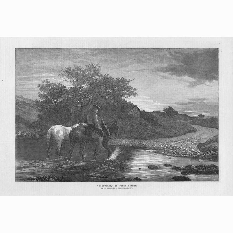 PETER GRAHAM Homewards – Antique Print 1872