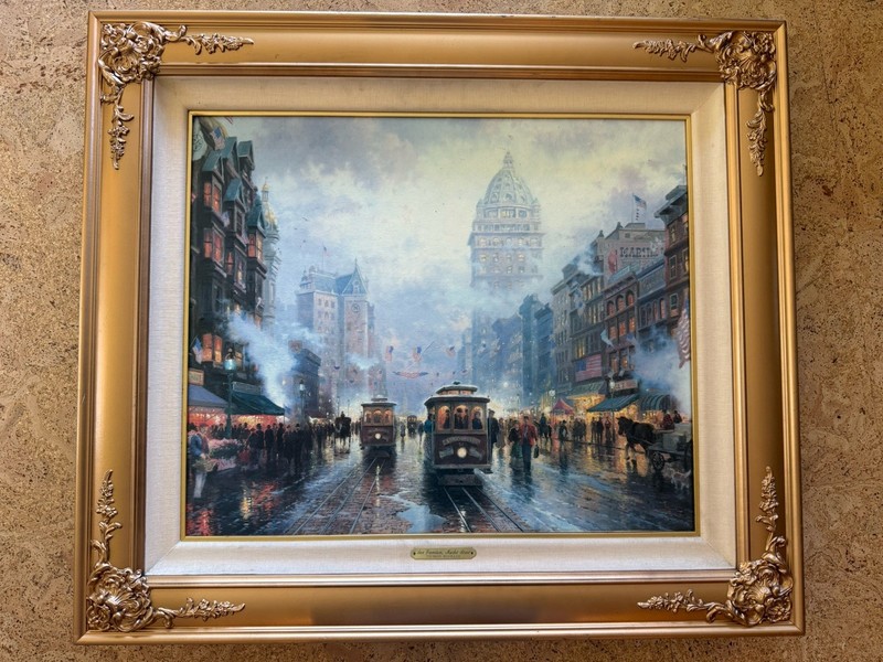 San Francisco Market Street Thomas Kinkade Gold Frame 1994 Numbered Canvas