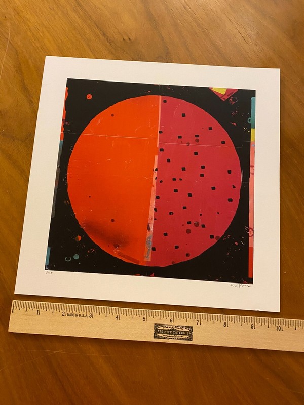 Orange Red 10" x 10" Signed Numbered Art Print Abstract Circle Shape Colors Dots gallery