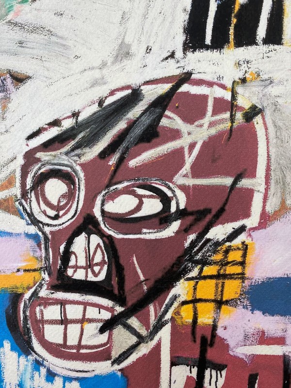 Jean-Michel BASQUIAT "Red Skull,1982" lithography, certificate, ,signed,50X70 cm gallery